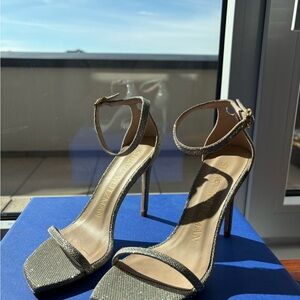 Stuart Weitzman Nudist Curve 100 Sandal in Neo Noir. Size 36.5/US 6. 🔥